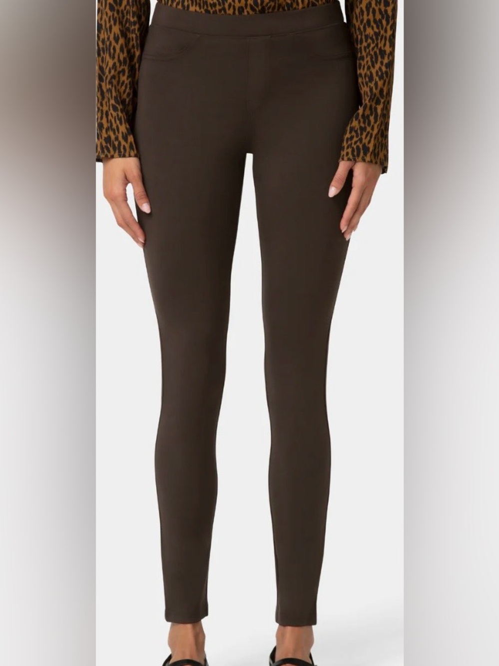 HUE Chocolate Brown Skinny Ponte Mid-Rise Leggings-NWT- Sz XS